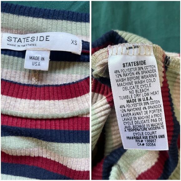 Stateside Cycle Court T-Shirt Dress XS Ribbed Striped Bodycon Retro Minimalist - Picture 5 of 7